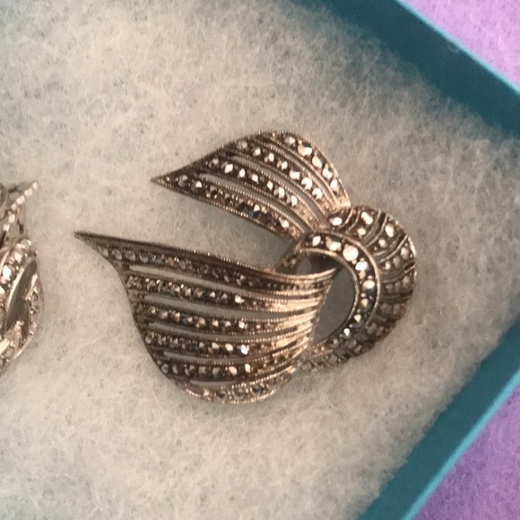 Birks Set brooch and clip on earrings 1930's - Picture 10 of 12